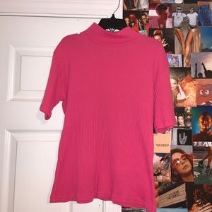 Ribbed Pink mock neck